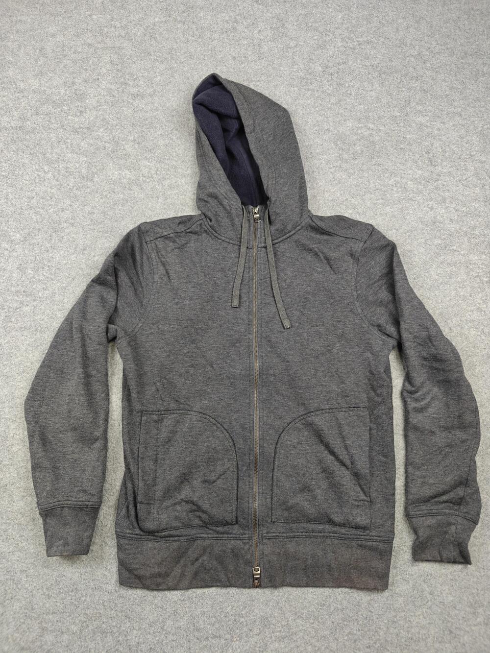 Banana Republic Hoodie Mens Medium Gray Full Zip Fleece Hooded Pockets